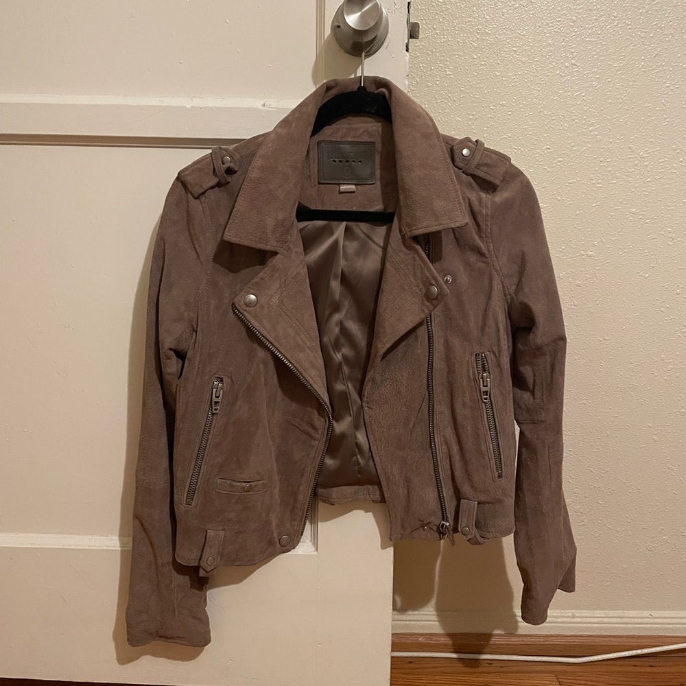 Blank NYC Taupe Leather Moto Jacket